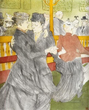 Henri de Toulouse Lautrec Painting - dancing at the moulin rouge 1897 Toulouse Lautrec Henri de
